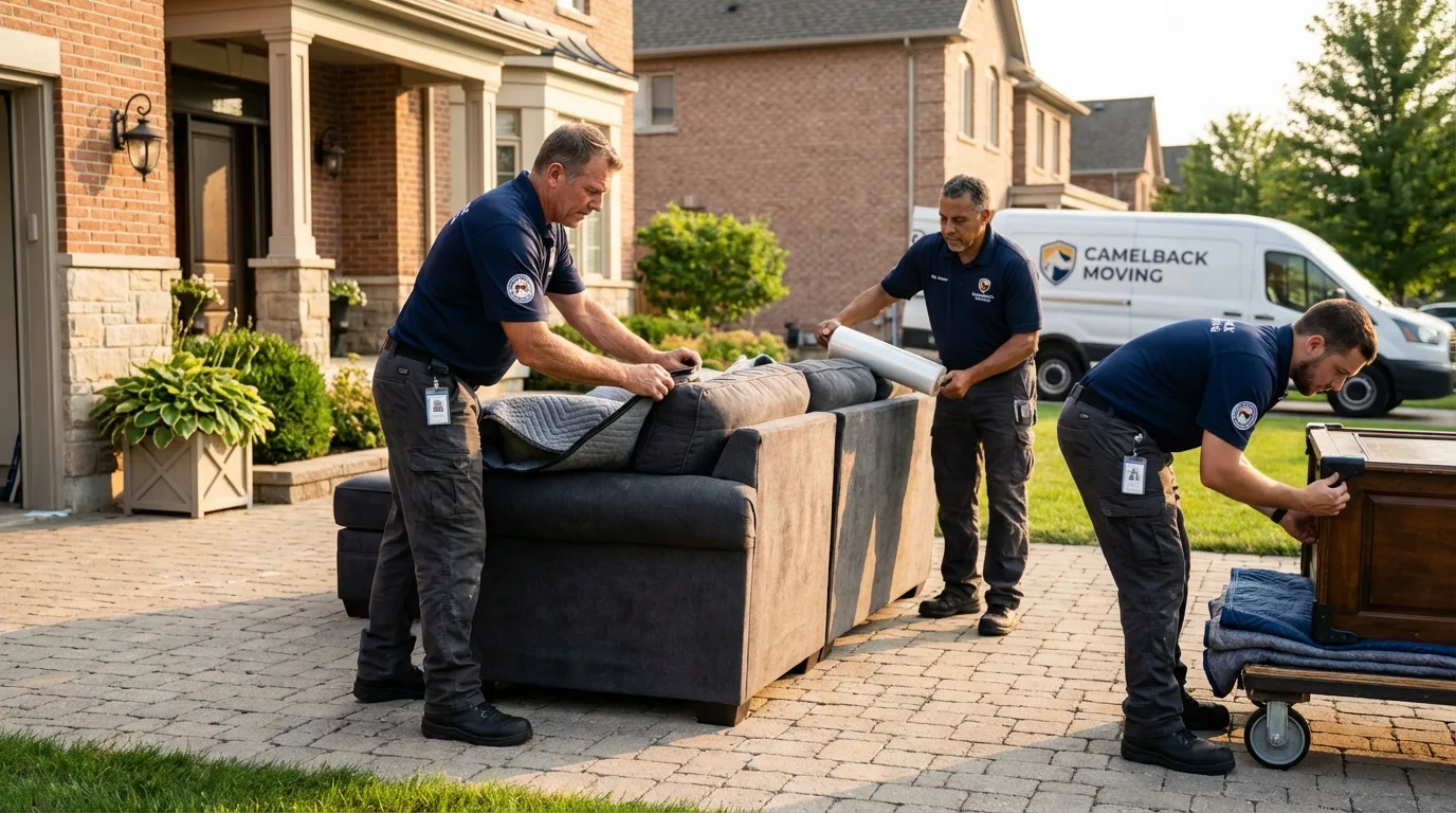 Large estate moving crew wrapping furniture in Williston, FL