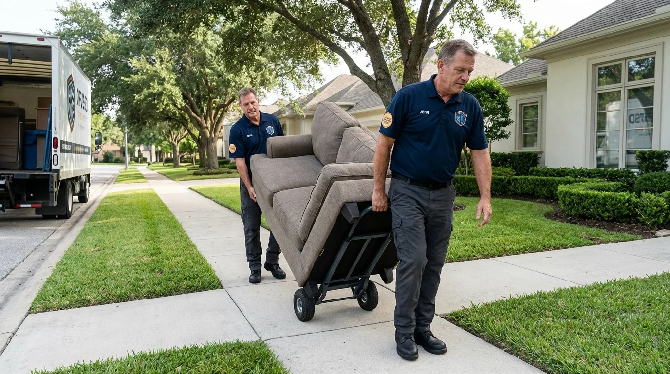 Local residential moving crew loading furniture in Williston, FL